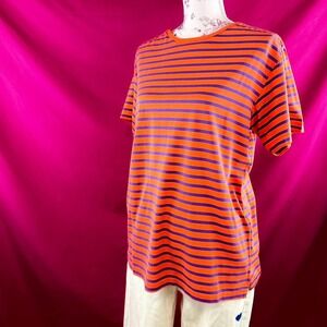 Vintage Ralph Lauren Striped Tee Shirt Orange Purple 90s 2000s Y2K Preppy Size S